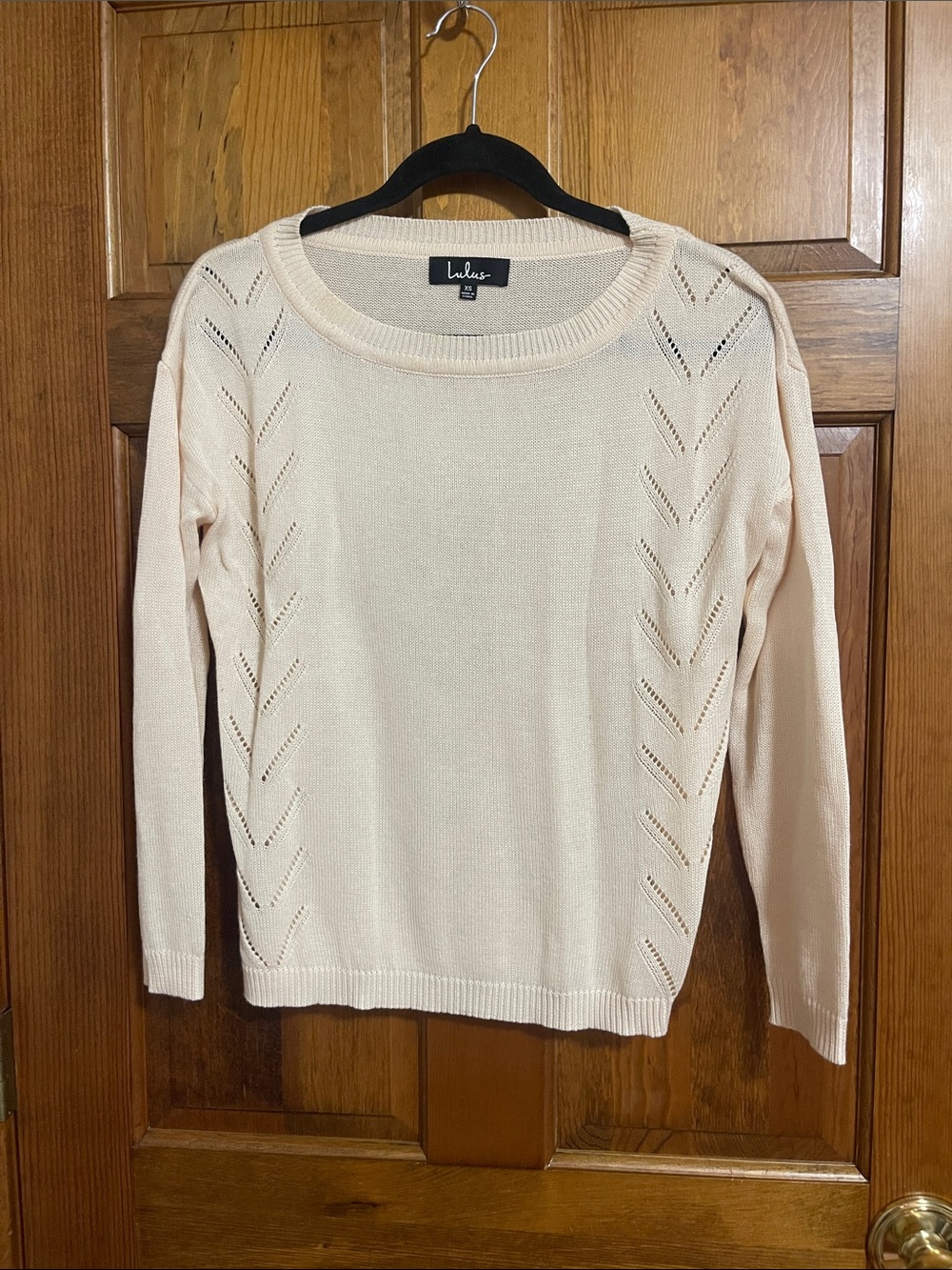 Lulu's Cream Openwork Crewneck Sweater